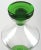 Emerald green and clear glass decanter with stopper. Hand blown. Smooth concave pontil. When you look through the clear...