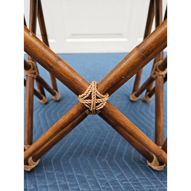 Bamboo Rope and Grass Mat Nesting Tables For Sale - Image 14 of 15