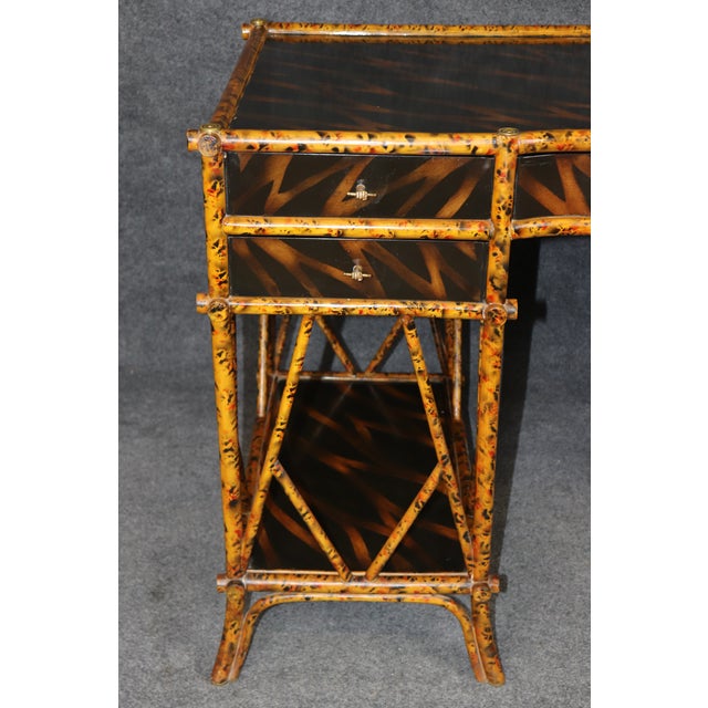 Maitland Smith Faux Bamboo and Brass Mounted Desk For Sale - Image 13 of 14