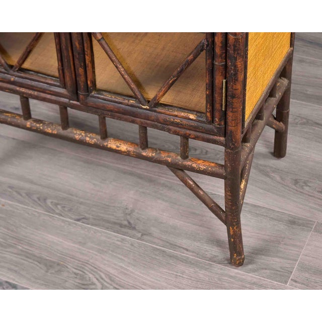 English Aesthetic Movement Tall Glass Front Bamboo Cabinet For Sale - Image 12 of 12
