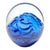Robert Eickholt studio art glass paperweight, created in 1996, featuring a sculptural blue glass form encased within clear...