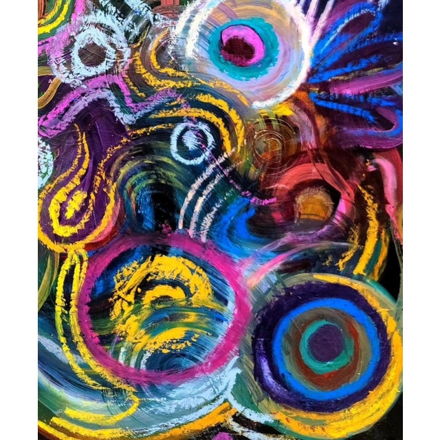 "Fireflies and Fireworks", Acrylic and Oil Pastel Painting by Ara Deinde For Sale - Image 4 of 5