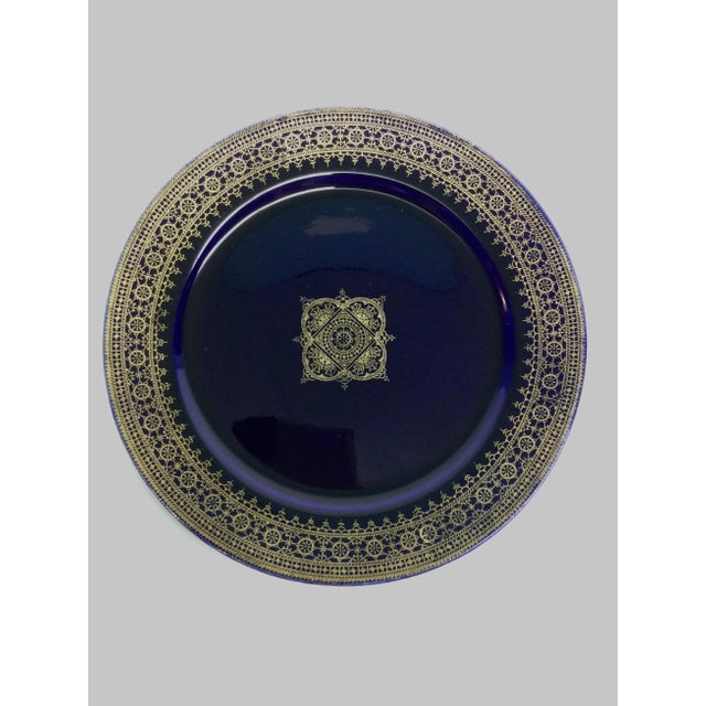 1889 -1892 Utzschneider & Co Sarreguemines France French Faience Cobalt & Gold Dessert Plate For Sale - Image 13 of 13