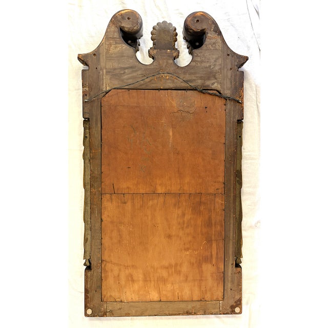 Antique English George II Solid Mahogany Mirror With Swan Neck Pediment and Shell Cartouche For Sale - Image 16 of 18