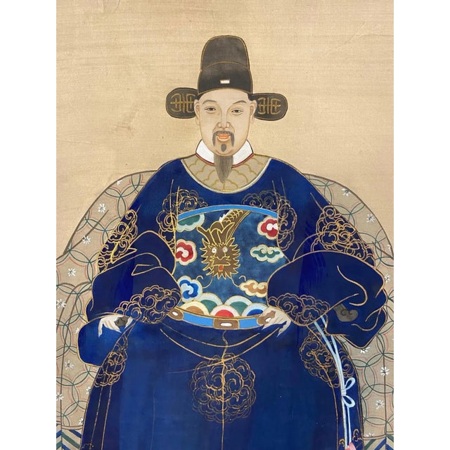 Imperial Majesty: 19th-Century Ming Dynasty Emperor Silk Painting This exquisite silk painting, dating back to the 19th...