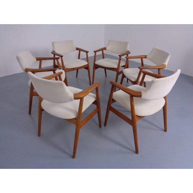Six armchairs in solid teak wood by Svend Åge Eriksen for Glostrup from the 1960s. This piece has an attribution mark, I...