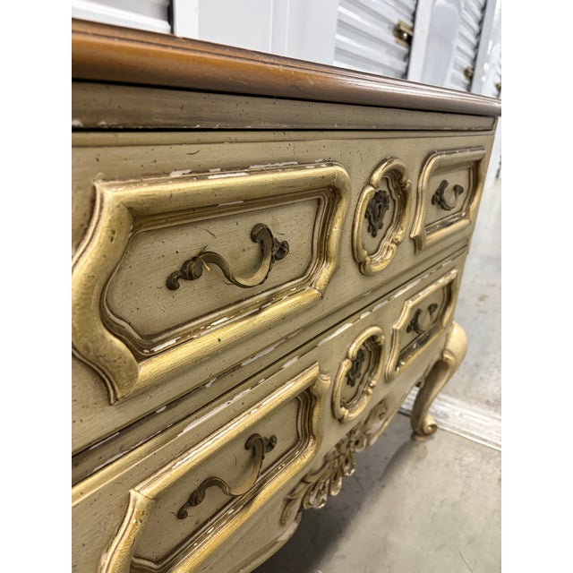 A decorative vintage two-drawer commode from Drexel’s desirable Et Cetera Collection, dating to February 1968. Designed in...