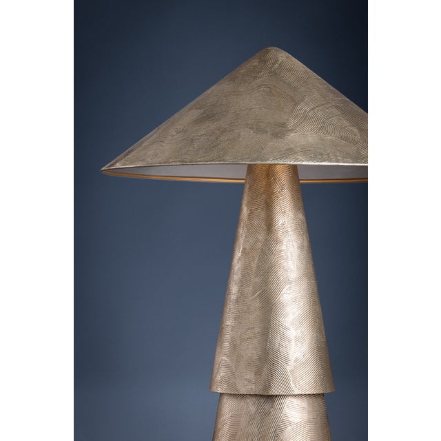 Silver Hudson Valley Lighting Foxton 18 in. 1 Light Table Lamp in Warm Silver Leaf Finish For Sale - Image 8 of 9