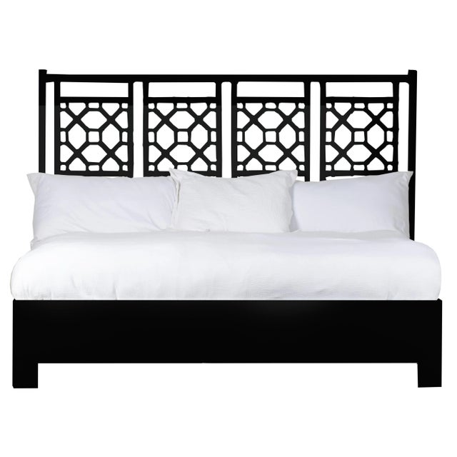 Wood Lattice Back Bed King - Black For Sale - Image 7 of 7