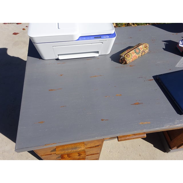 Vintage American Oak Desk, 1950s For Sale - Image 10 of 18