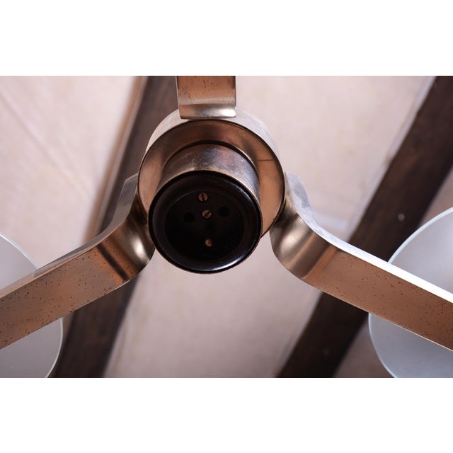 Bauhaus Chandelier in Nickel-Plated Steel and Opaline Glass, Czech, 1930s For Sale - Image 4 of 13