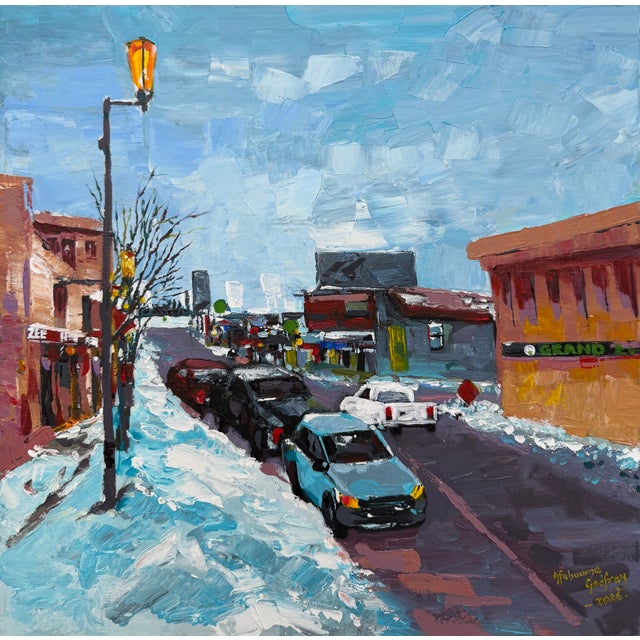 Lundy's Lane, Acrylic on Canvas, Godfrey Afebuame (2026) For Sale