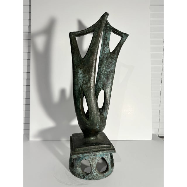 Fabulous c. 1950-60 abstract bronze by Bronka Stern. This piece is plumbed to be a fountain or displayed as a sculpture....