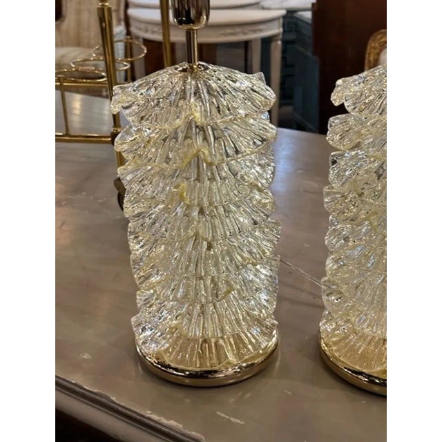 Modern Gold Murano Ruffle Lamps For Sale - Image 3 of 6