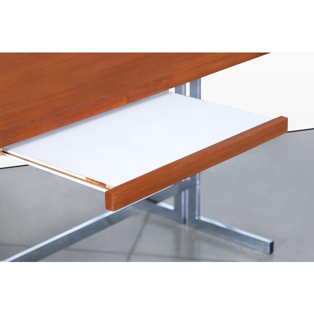Mid-Century Modern German Teak and Chrome Executive Desk For Sale - Image 12 of 15