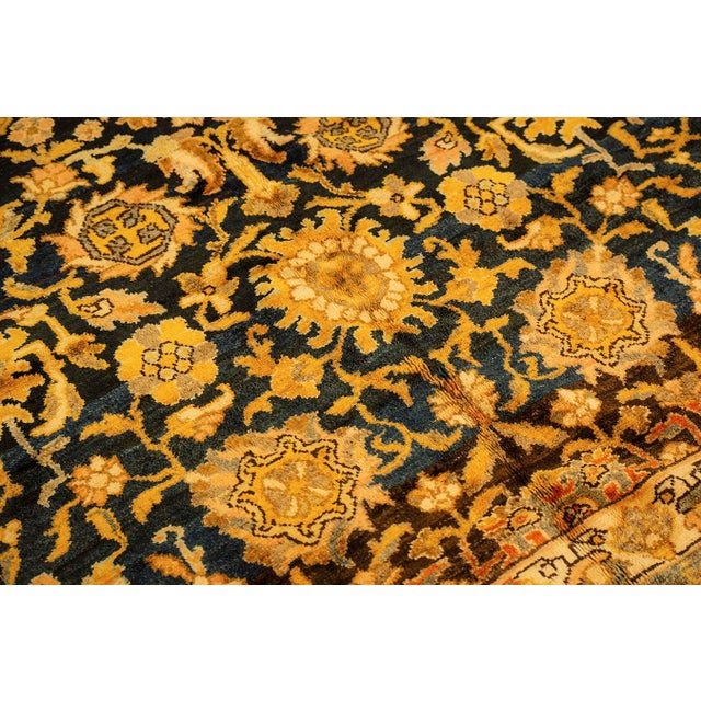 1890s Blue Traditional Geometric Antique Knotted Wool Persian Malayer Gallery Rug For Sale In New York - Image 6 of 11