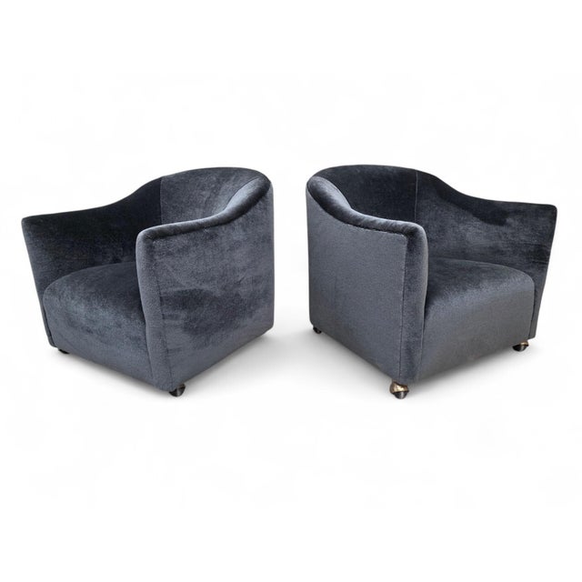 Mid 20th Century Barrel Back Club Chairs Attributed to Kroehler Newly Reupholstered - Pair For Sale - Image 9 of 9