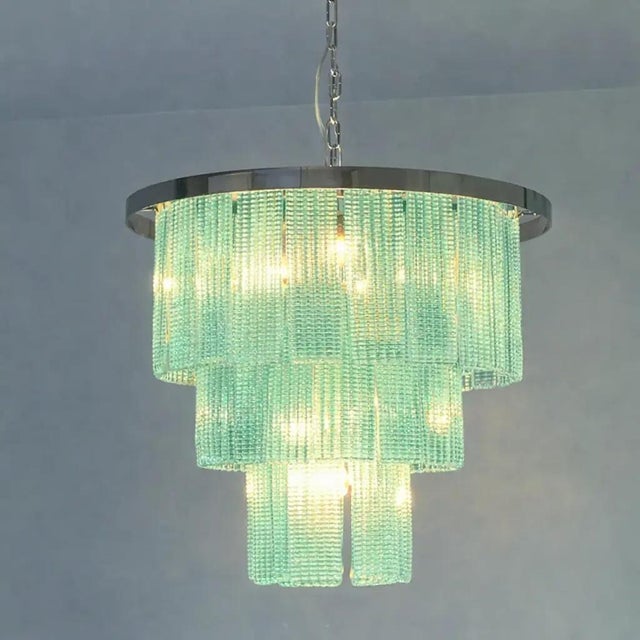 Glass Modern Sea Green Murano Glass Sputnik Chandelier, Italian SimoEng, Mazzega Style For Sale - Image 7 of 10