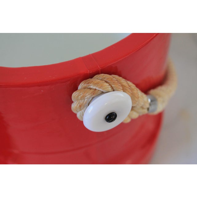 Red Vintage Nautical Theme Red Ice Bucket For Sale - Image 8 of 12