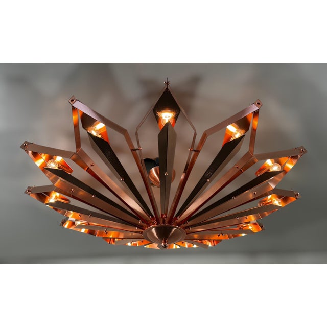 Copper 21st Century Satin Copper Dahlia Flush Mount by Fabio LTD For Sale - Image 8 of 9