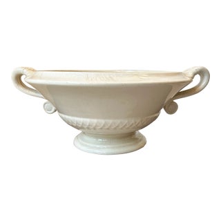 Vintage Art Deco Sarreguemines France Porcelain Bowl, Footed With Handles For Sale