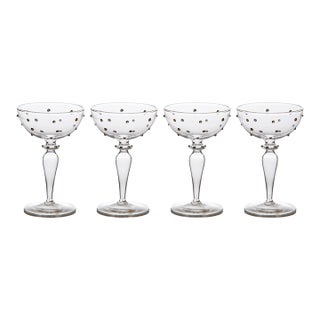 Gatsby Champagne Coupe, Gold Dots, Set of 4 For Sale