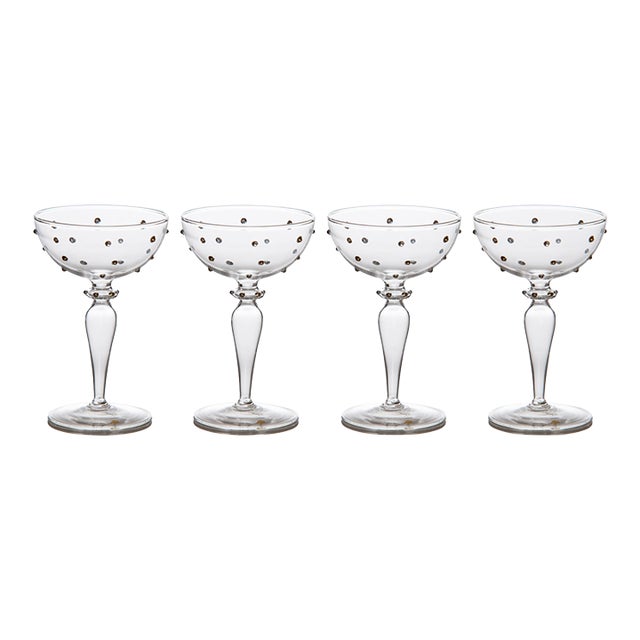 Gatsby Champagne Coupe, Gold Dots, Set of 4 For Sale