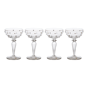 Gatsby Champagne Coupe, Gold Dots, Set of 4
