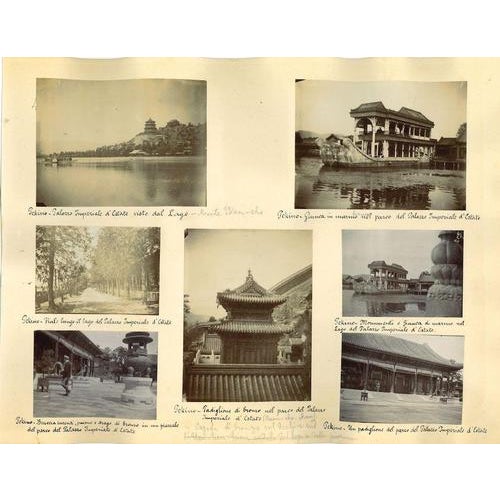 Ancient Views of Beijing is a set of 11 original vintage albumen prints on single cardboard: 25 x 34 cm. Size of photos: 4...