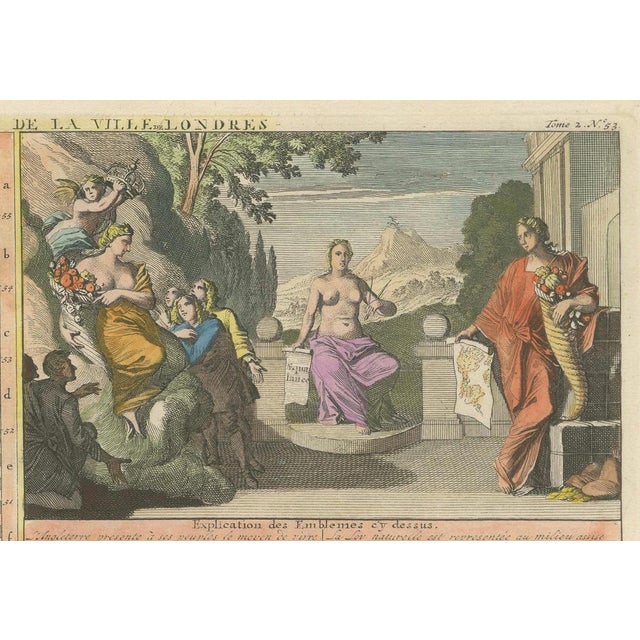 Paper England and London Government Map with Allegorical Vignettes, 1720 For Sale - Image 7 of 10