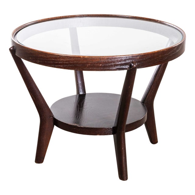 Round Glass Occasional Table by Kozelka and Kropacek for Interieur Praha, 1950s For Sale