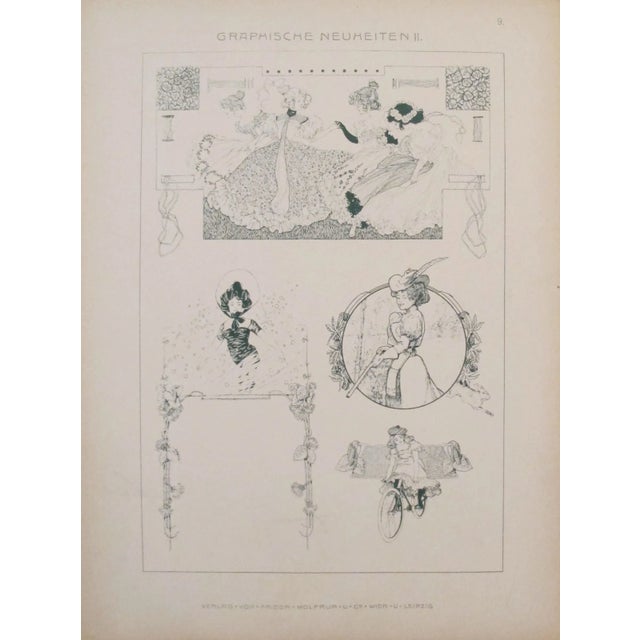 Vintage German Designer Sheets C. 1900 - A Pair For Sale