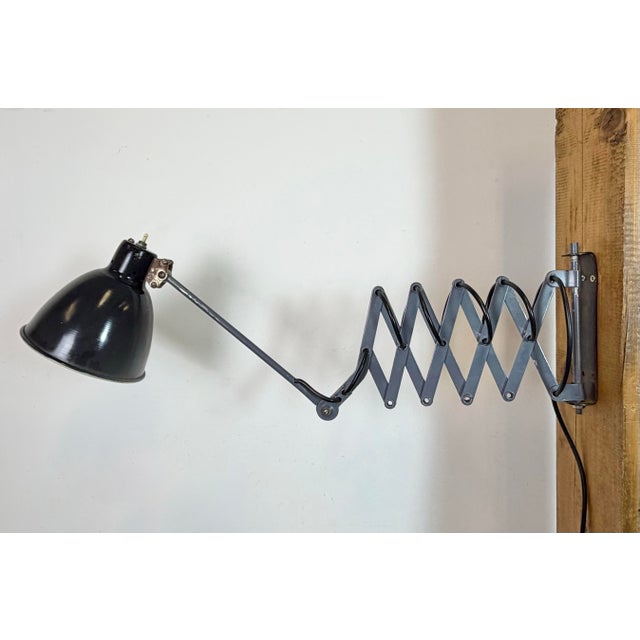 Mid-Century Modern Vintage Industrial Soviet Scissor Wall Lamp in Black, 1960s For Sale - Image 3 of 18