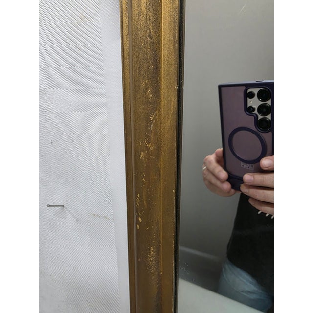 Shell Antique Wall Mirror Gold Ornate Wood Shell Crest Design, Rectangular Mantel Entryway Early 1900's For Sale - Image 7 of 9