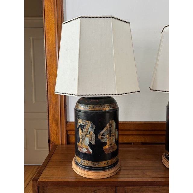 Mid 20th Century Mid 20th Century English Traditional Reproduction Tea Canister Lamps - a Pair For Sale - Image 5 of 13