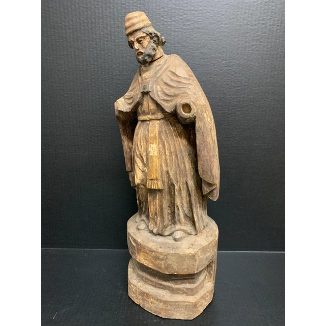 19th Century 19th Century Carved Wood Religious Sculpture of Saint Augustine For Sale - Image 5 of 9