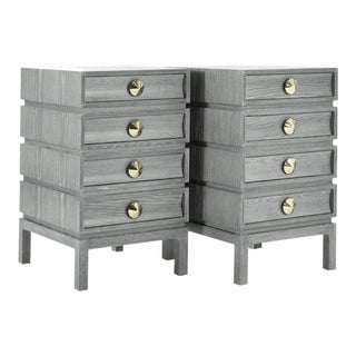 Stacked End Tables in Grey Ceruse For Sale