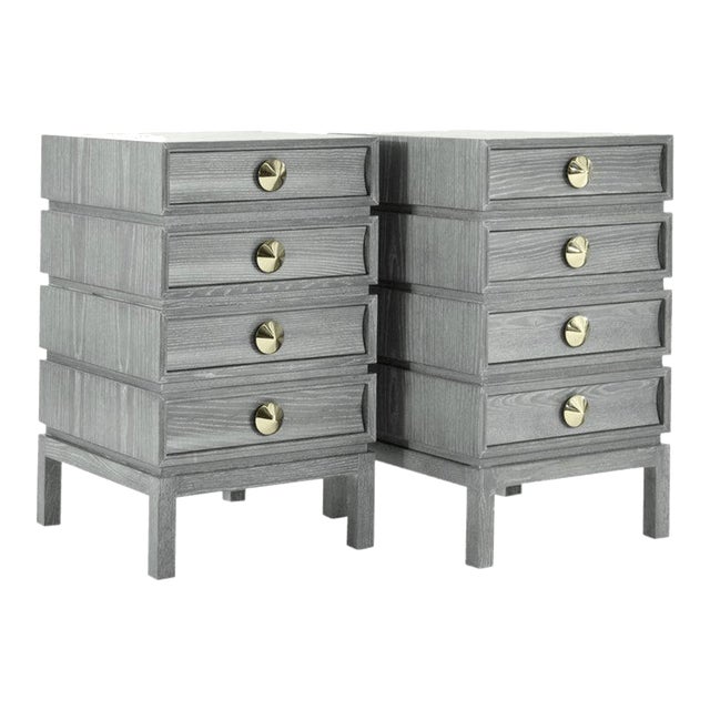 Stacked End Tables in Grey Ceruse For Sale