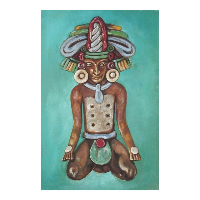 Mid 20th Century Mayan Style Figure Painting For Sale