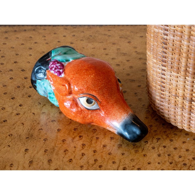 Orange Porcelain Royal Staffordshire Fox With Grape Vine Stirrup Cup For Sale - Image 8 of 9