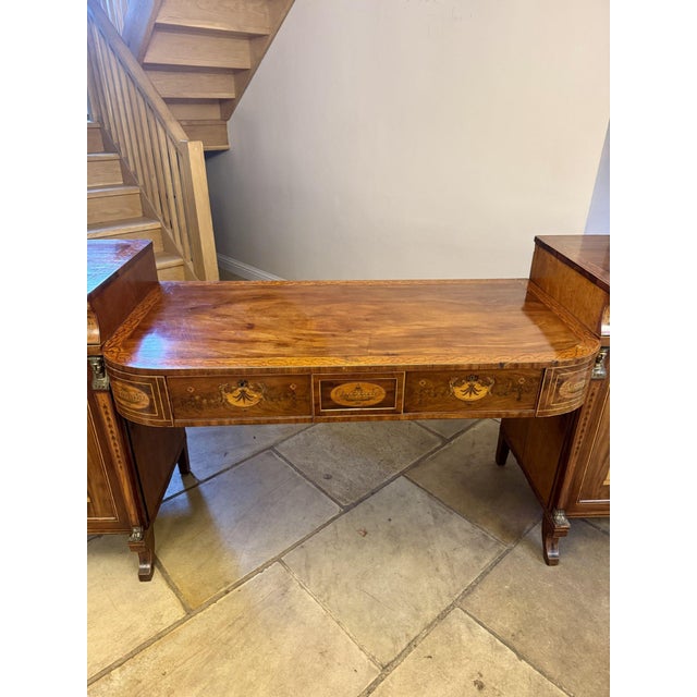 Wood Large Antique George III Mahogany and Satinwood Inlaid Sideboard, 1800 For Sale - Image 7 of 14