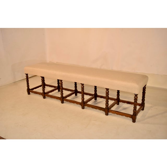 19th Century French Long Upholstered Bench For Sale - Image 4 of 7
