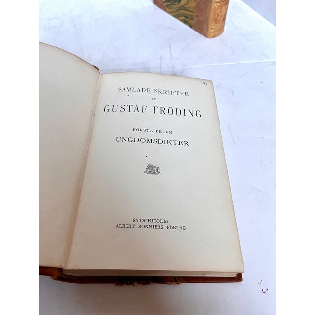 Animal Skin Antique Gustaf Froding Leather Bound Poetry Volumes From Sweden - Set of 2 For Sale - Image 7 of 11