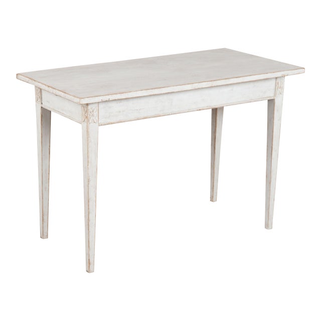 19th Century Swedish White Painted Pine Side Table For Sale