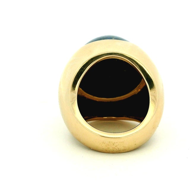 Mid-Century Modern 1970s JWL 14k Gold Lapis Lazuli Modernist Ring, Size 6.75 For Sale - Image 3 of 10