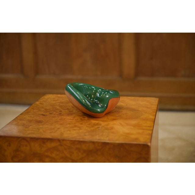 1960s Leather-Covered Ceramic Trinket Tray by George Jouve for Longchamp, 1960s For Sale - Image 5 of 9