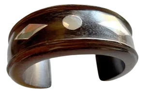 Mexican Modernist Rosewood with Sterling Silver Inlay Cuff Bracelet