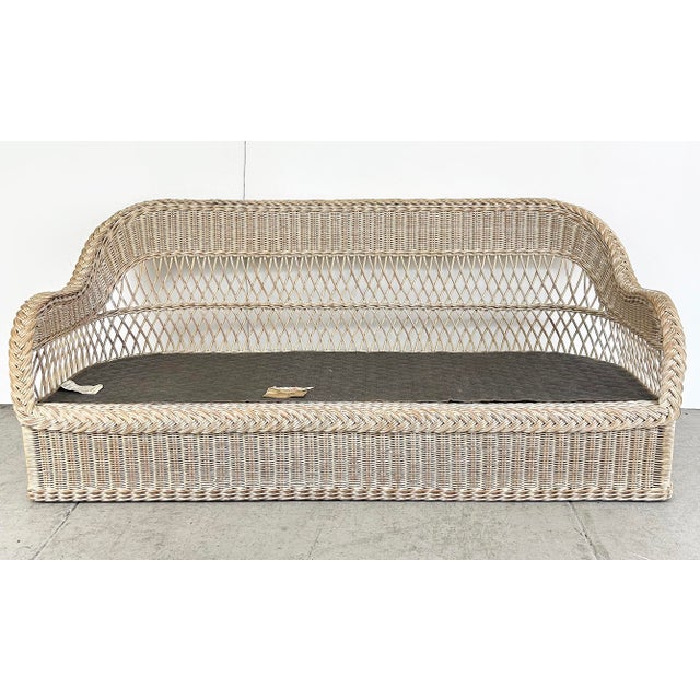 Mid 20th Century Henry Link Rattan Sofa With New Sunbrella Upholstery and Cushions For Sale - Image 10 of 13