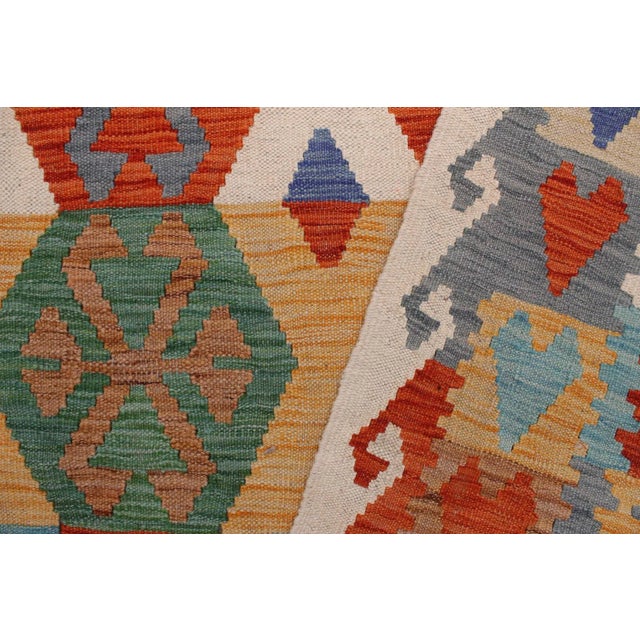 Textile Abstract Kilim Beige Rust Wool Rug - 8'4" X 9'6" For Sale - Image 7 of 7