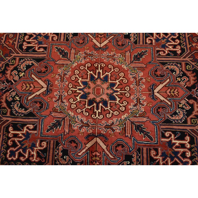 Heriz Rug 8’4” X 12′ Red Wool Vintage Tribal Hand-Knotted Oriental Carpet For Sale In Philadelphia - Image 6 of 15